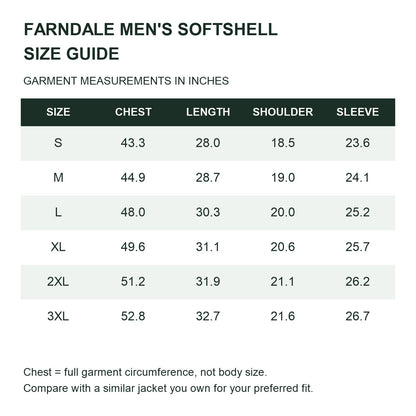 Farndale hooded softshell jacket — men size guide