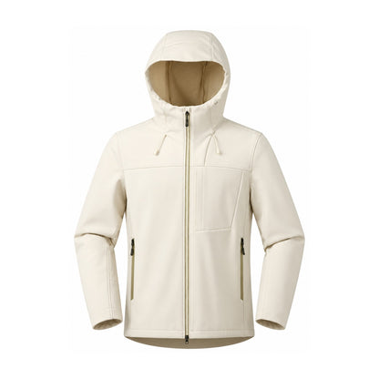 Allendale hooded softshell jacket — hood ivory front