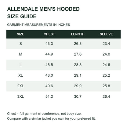 Allendale hooded softshell jacket — hood men size guide