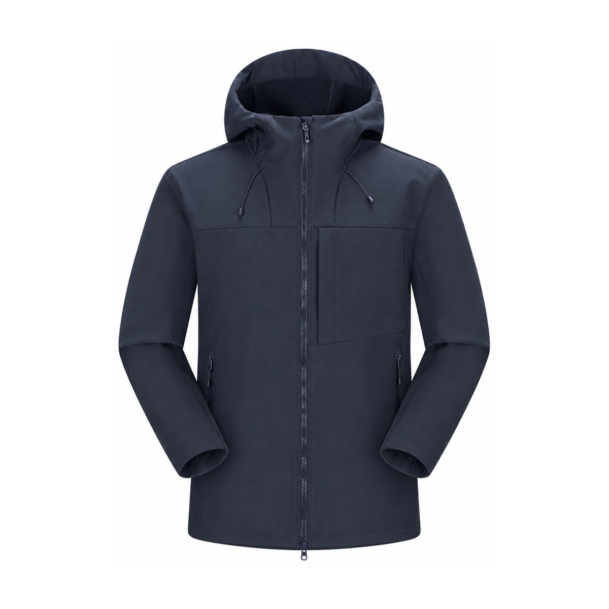 Allendale hooded softshell jacket — hood navy front