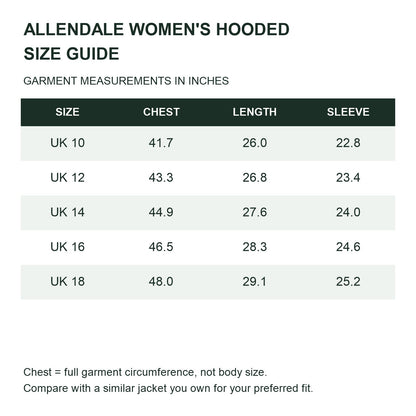 Allendale hooded softshell jacket — hood women size guide