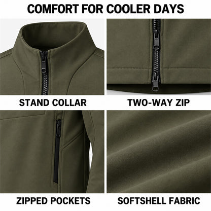 Allendale stand-collar softshell jacket — stand details