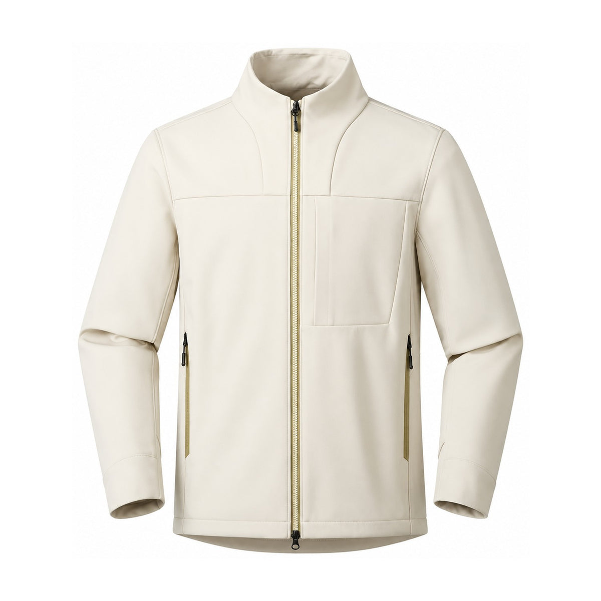 Allendale stand-collar softshell jacket — stand ivory front