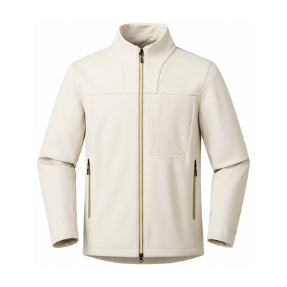 Allendale stand-collar softshell jacket — stand ivory front
