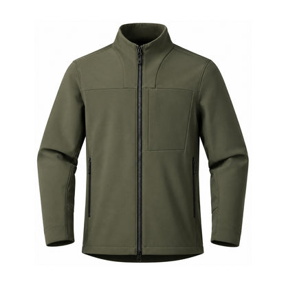 Allendale stand-collar softshell jacket — stand sage green front