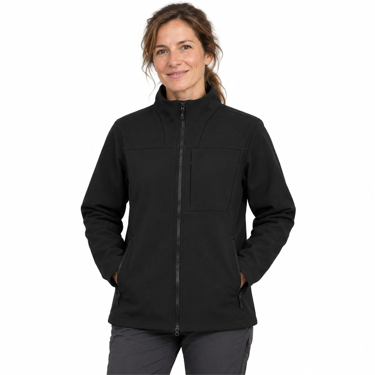 Allendale stand-collar softshell jacket — stand women white