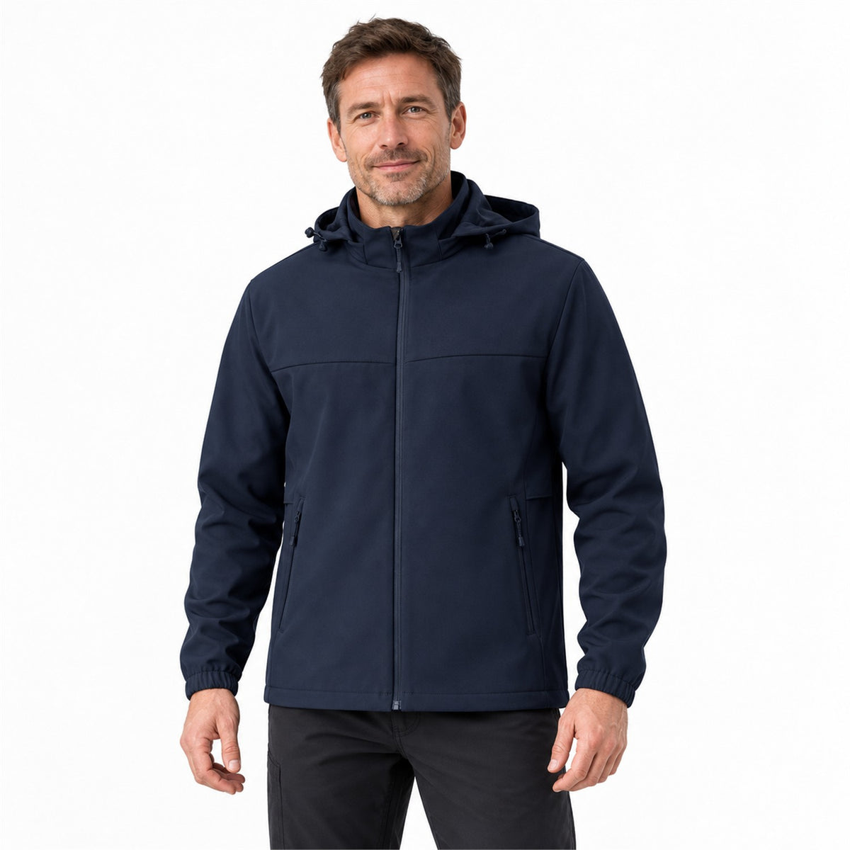 Bilsdale men's hooded softshell jacket — white model navy