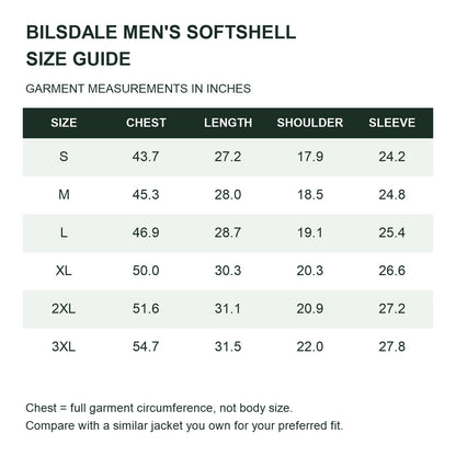 Bilsdale men's hooded softshell jacket — size guide
