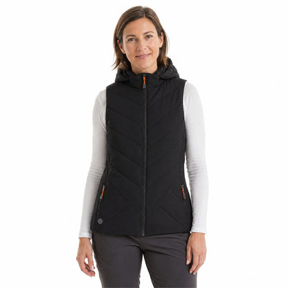 Teesdale women's heated hooded gilet — black model white