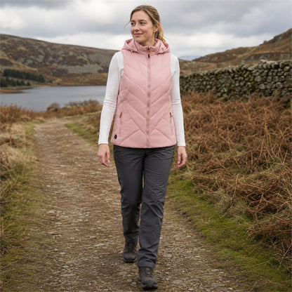 Teesdale women's heated hooded gilet — blush pink outdoor