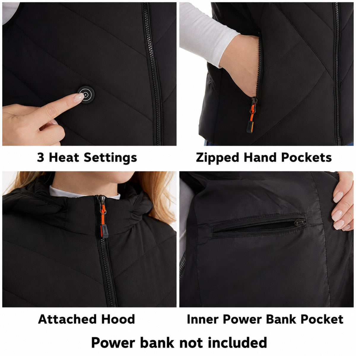 Teesdale women's heated hooded gilet — details