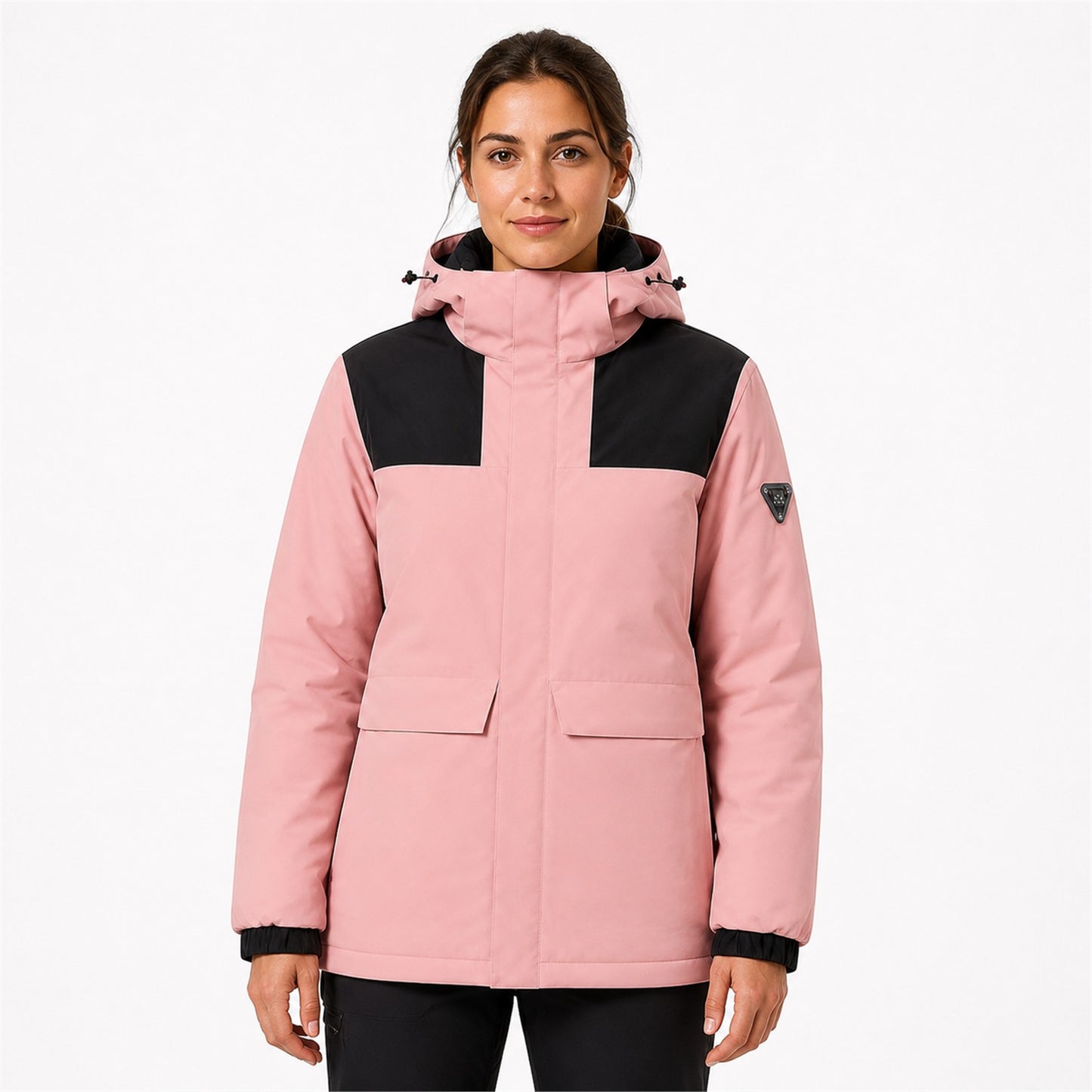 Wharfedale women's heated hooded jacket — 07 pink women model white