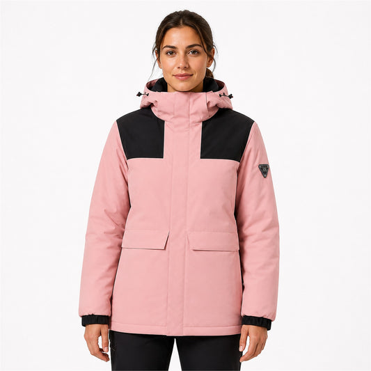 Wharfedale women's heated hooded jacket — 07 pink women model white