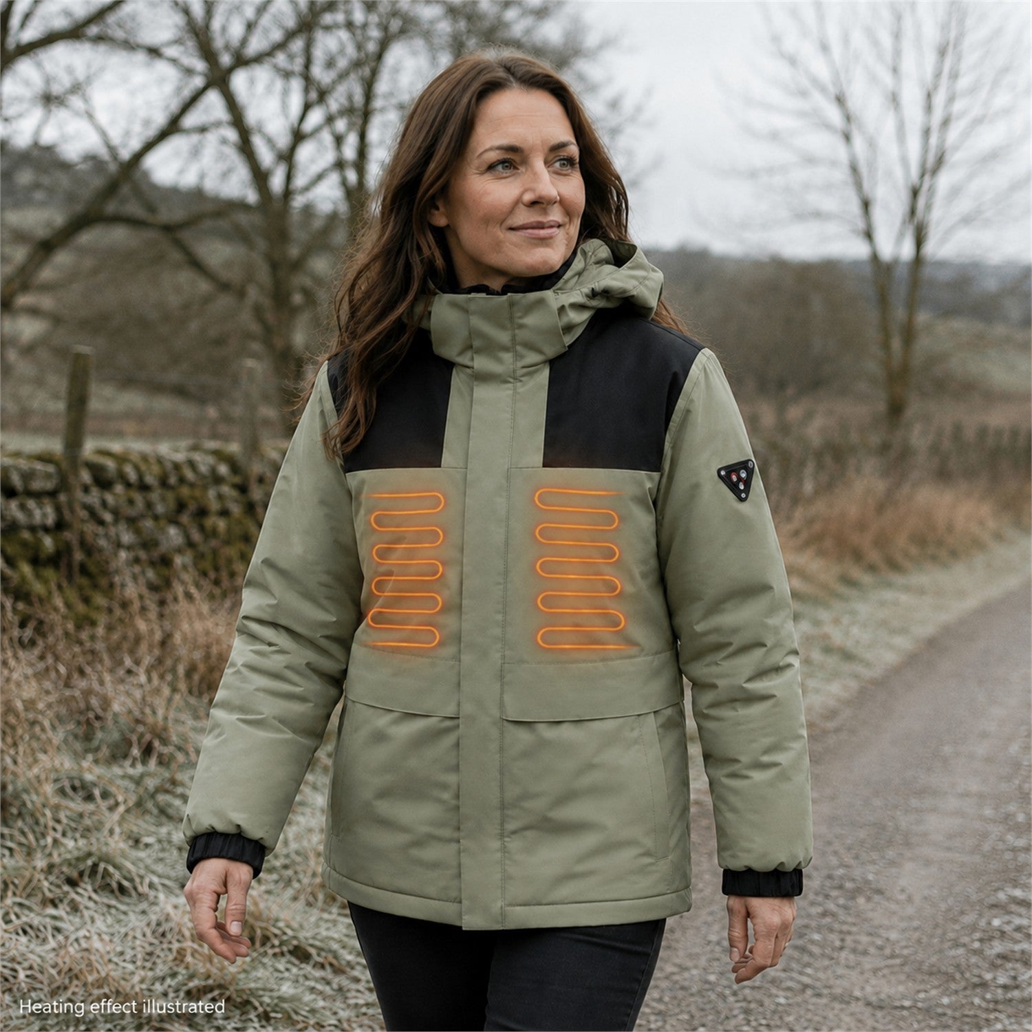 Wharfedale women's heated hooded jacket — 08 sage women outdoor heated