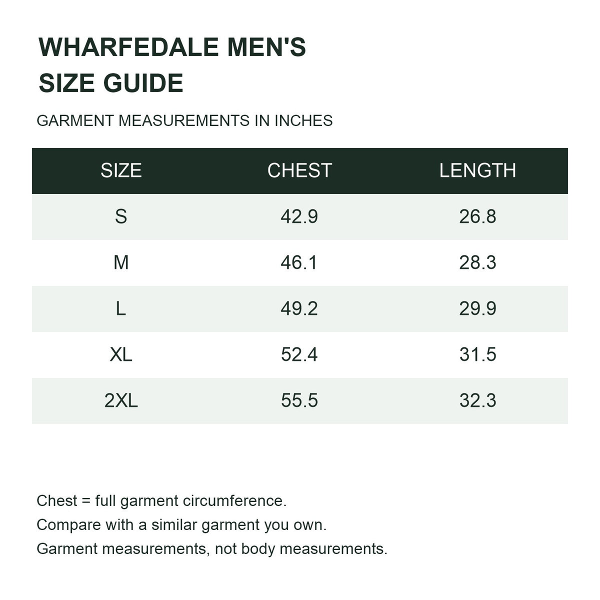 Wharfedale size guide men