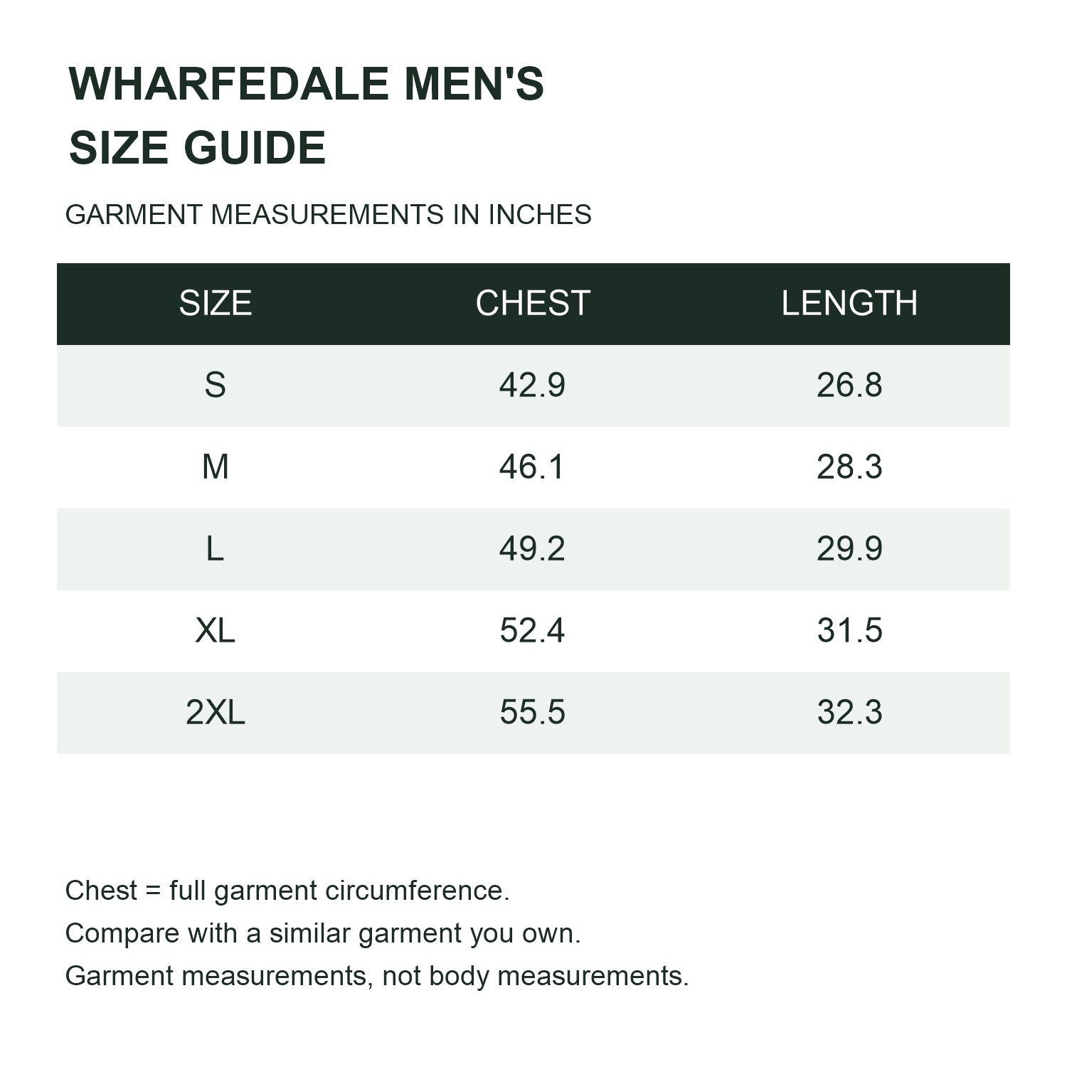 Wharfedale size guide men