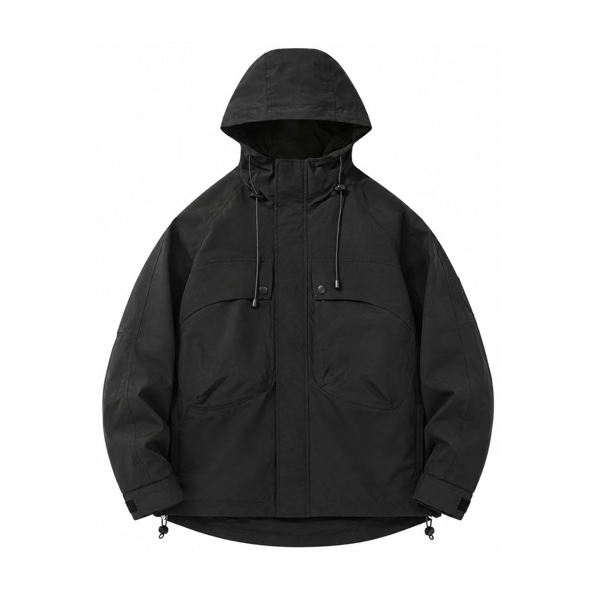Coverdale men's hooded utility jacket — black front