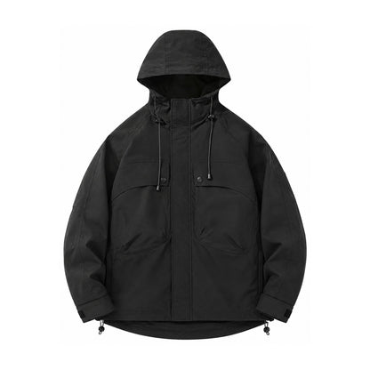 Coverdale men's hooded utility jacket — black front