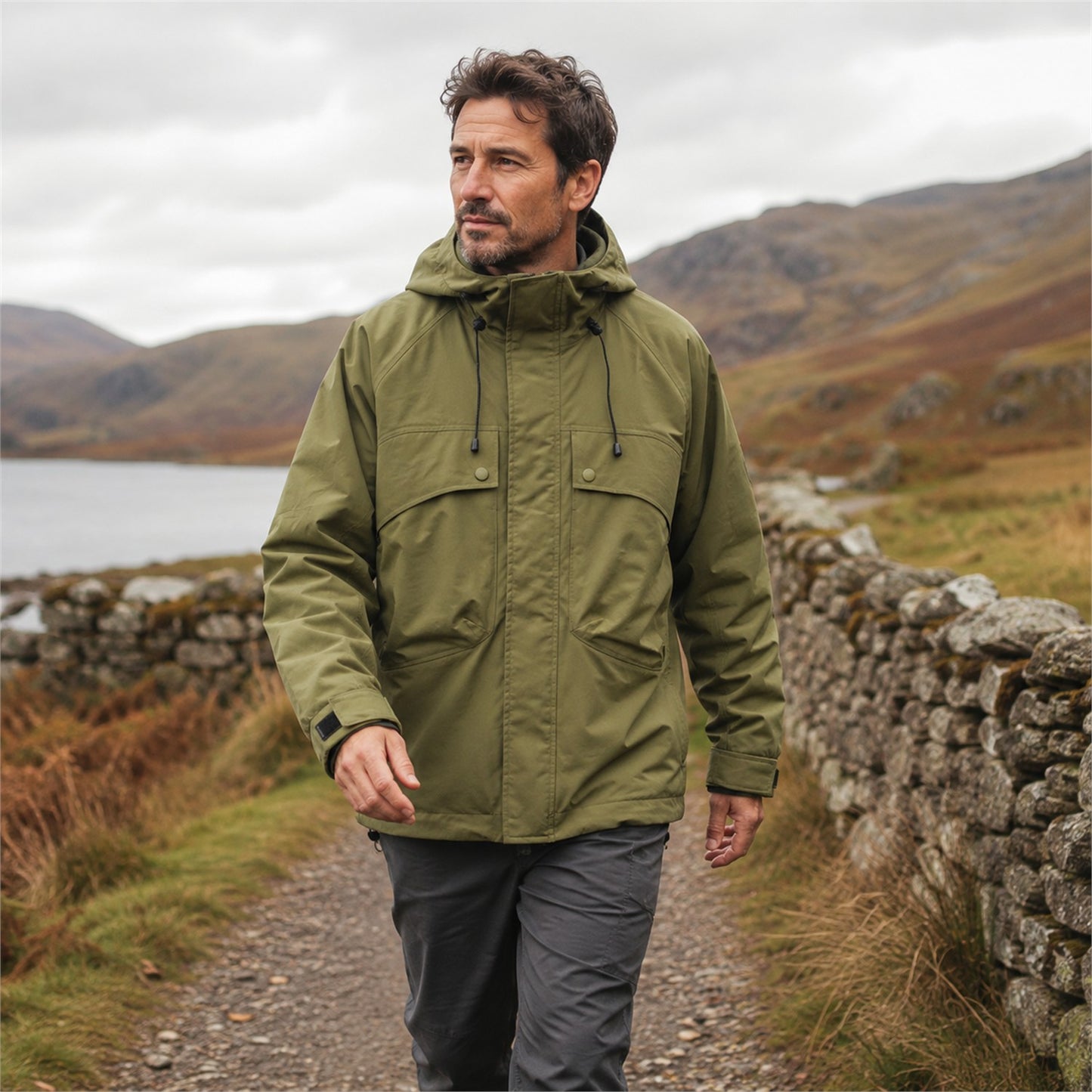 Coverdale men's hooded utility jacket — olive outdoor