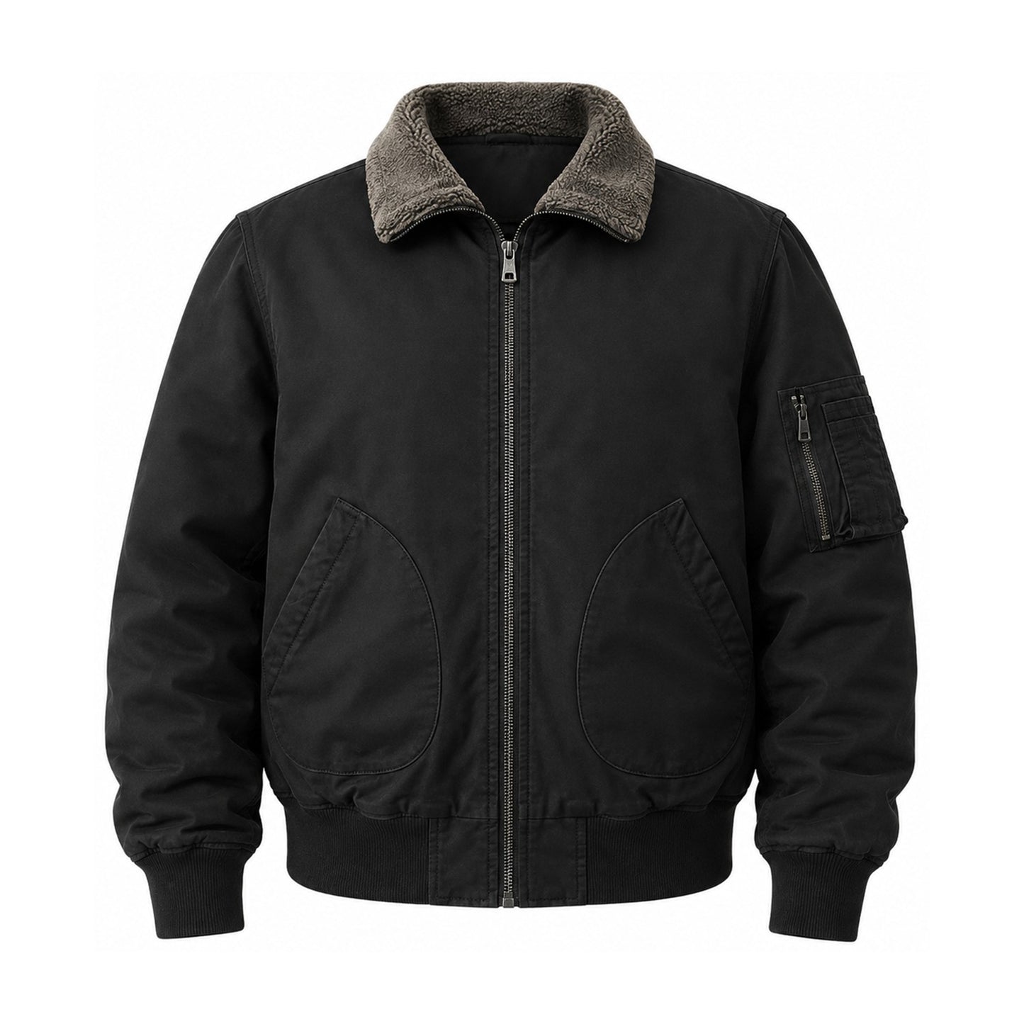 Airedale men's cotton fleece-lined bomber jacket — black front