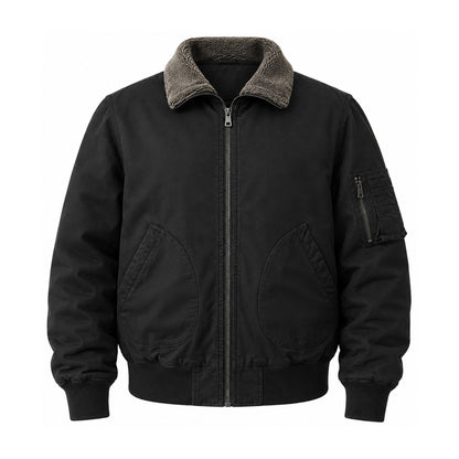 Airedale men's cotton fleece-lined bomber jacket — black front