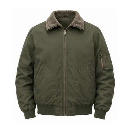 Airedale men's cotton fleece-lined bomber jacket — olive front