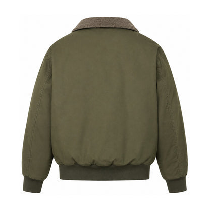 Airedale men's cotton fleece-lined bomber jacket — olive back