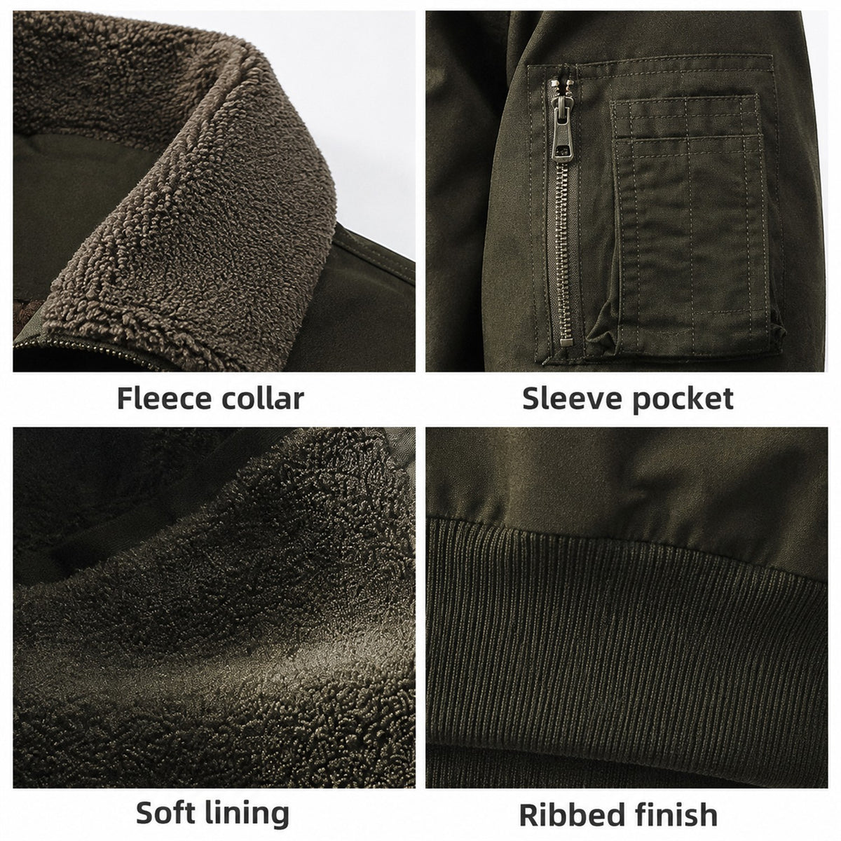 Airedale men's cotton fleece-lined bomber jacket — details
