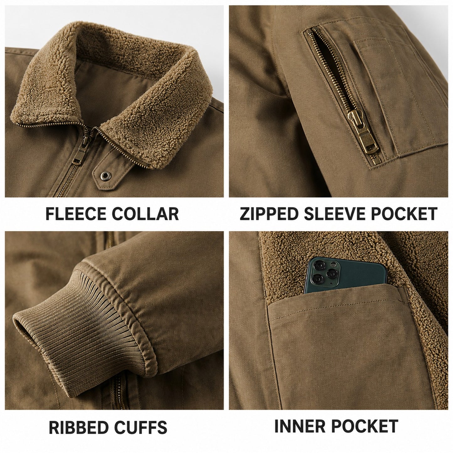 Hawkshead men's fleece-lined bomber jacket - details