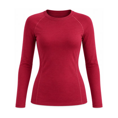 Acomb women's merino wool base layer - burgundy