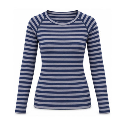 Acomb women's merino wool base layer - navy-stripe