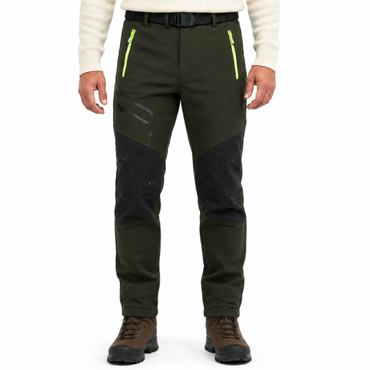 Stanage men's softshell trousers — army green waist down
