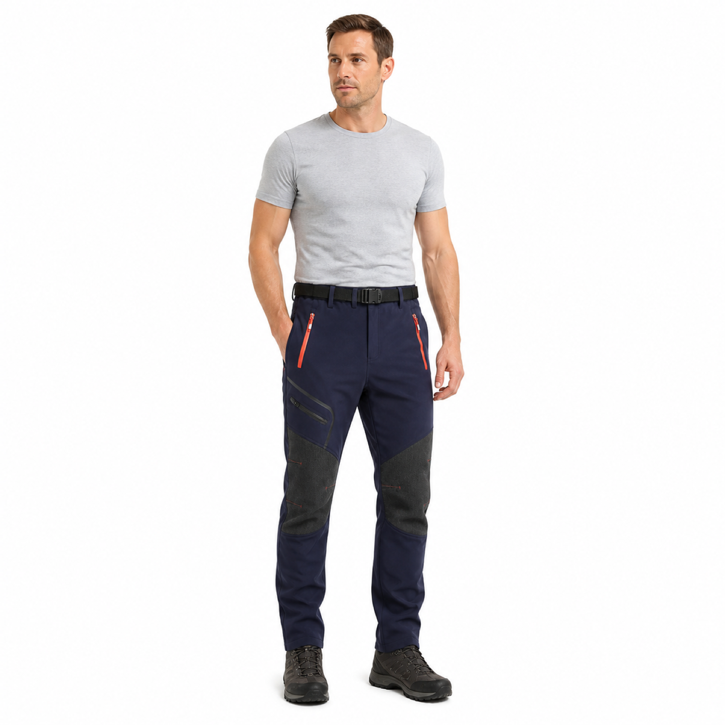 AC200001 men's fleece-lined softshell trousers — model navy