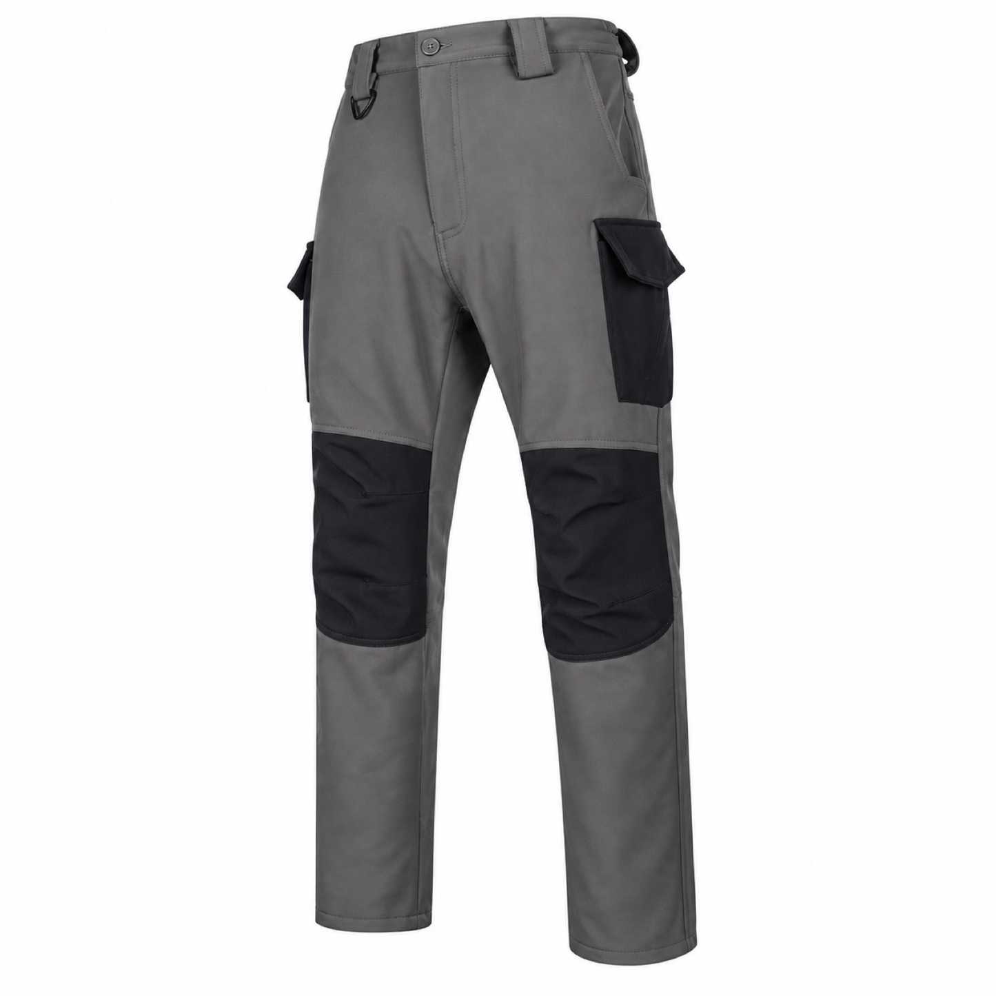 Dovedale men's fleece-lined cargo walking trousers: Grey front view