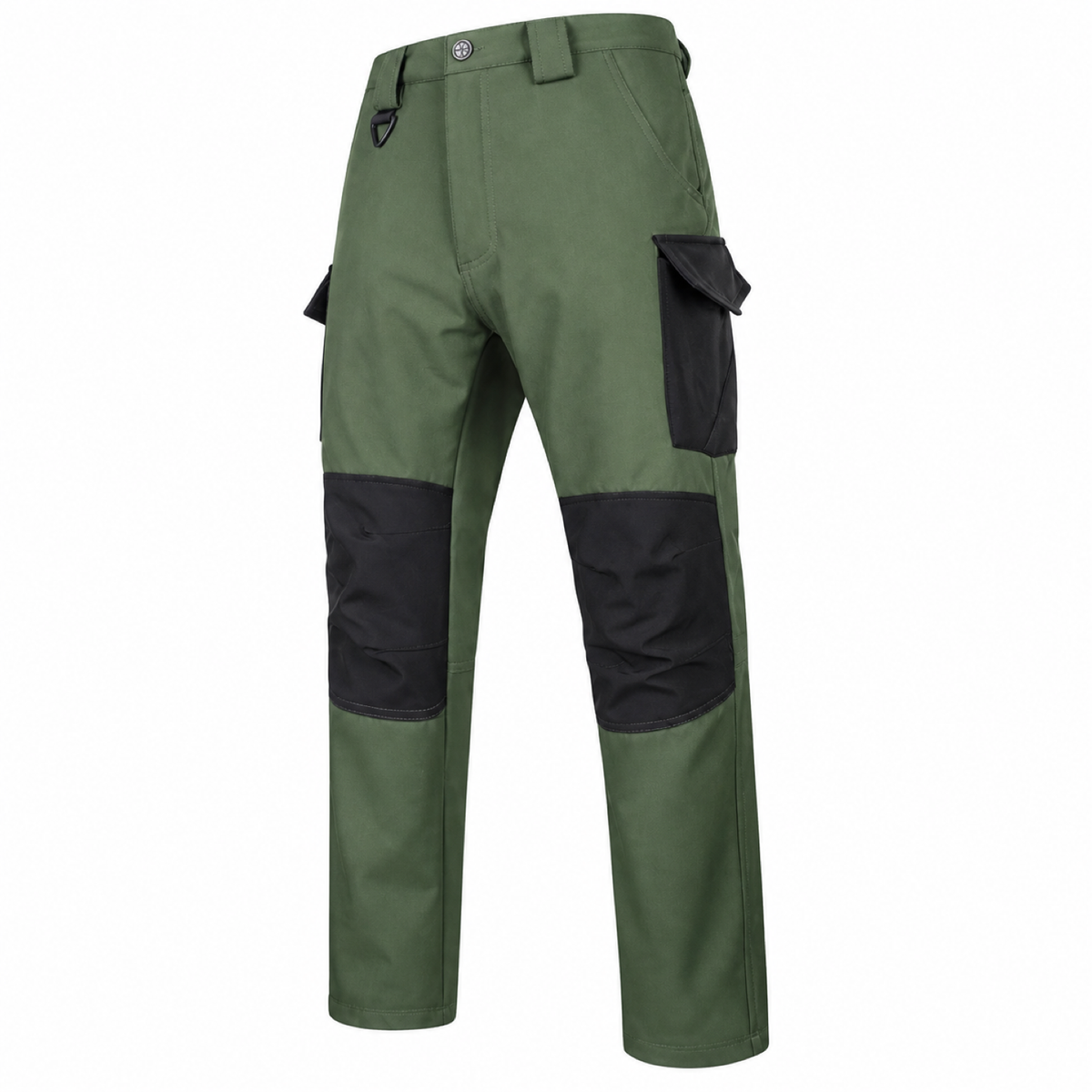 Dovedale men's fleece-lined cargo walking trousers: Army Green front view