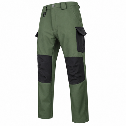 Dovedale men's fleece-lined cargo walking trousers: Army Green front view