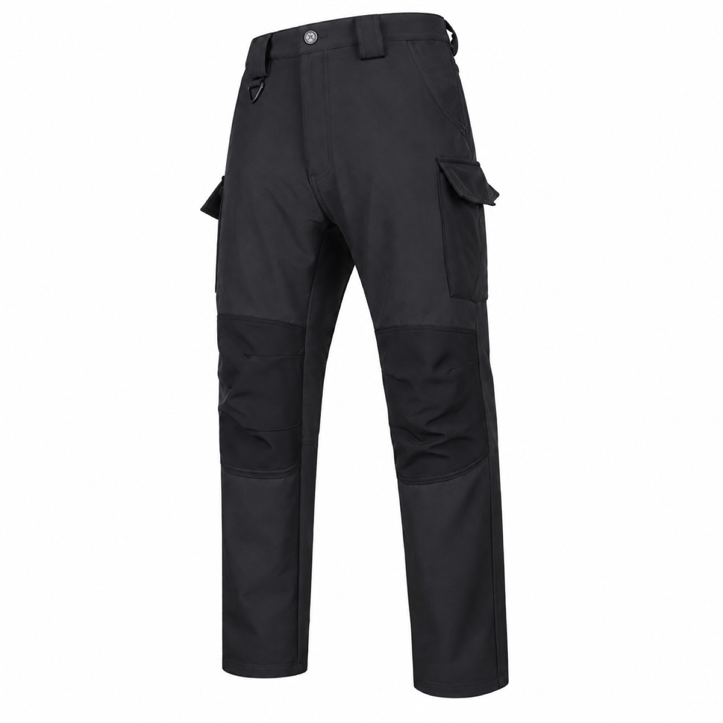 Dovedale men's fleece-lined cargo walking trousers: Black front view