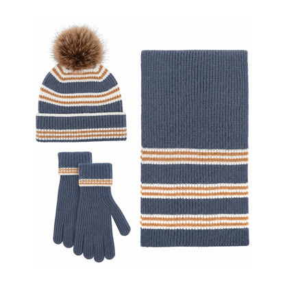 Alnmouth women's striped winter set – blue front