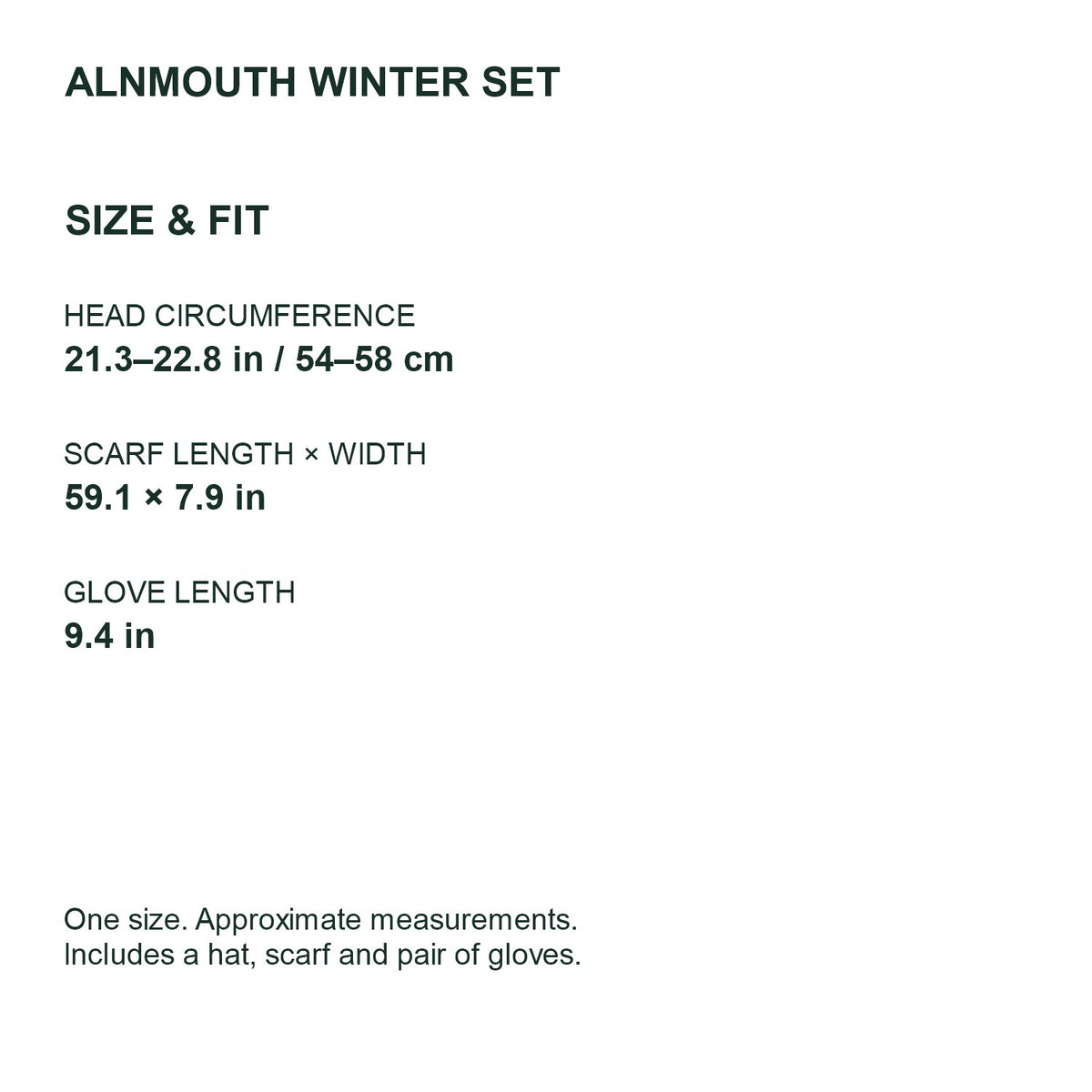 Alnmouth women's striped winter set – size guide