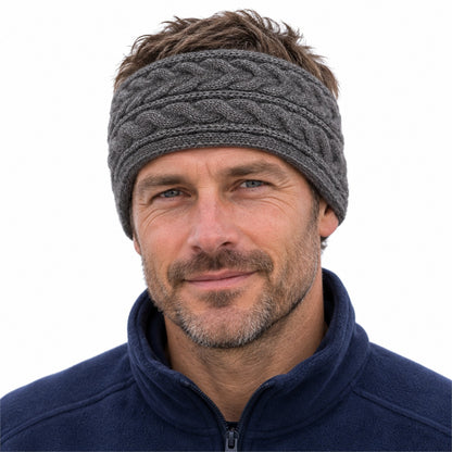 Aysgarth cable-knit earwarmer headband – model white
