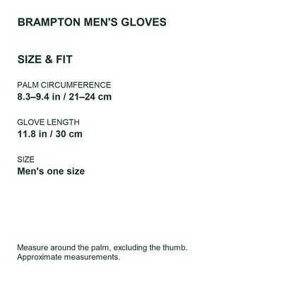 Brampton lightweight touchscreen gloves – men size guide