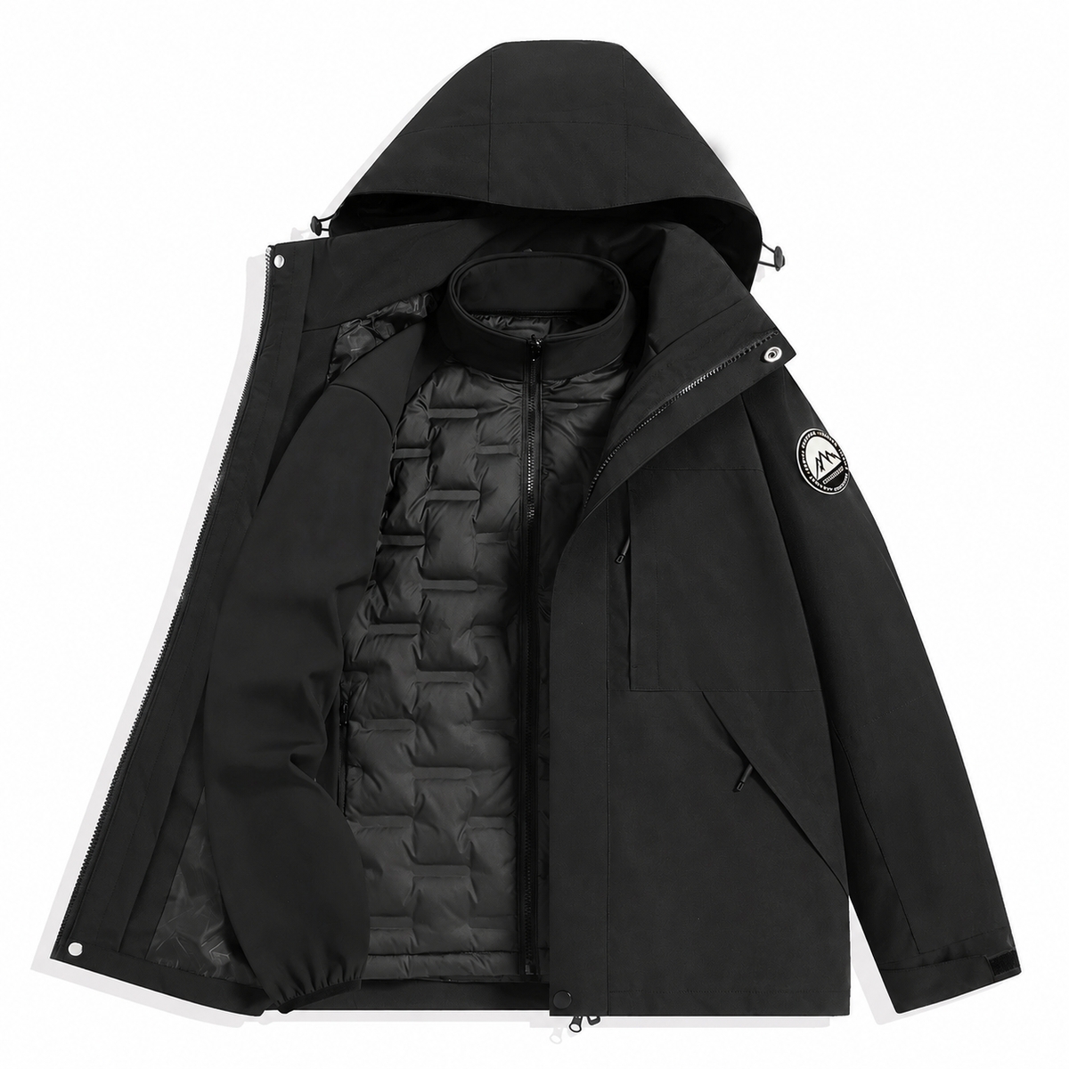 Angular Core AC102006 Black 3-in-1 waterproof jacket with detachable down liner