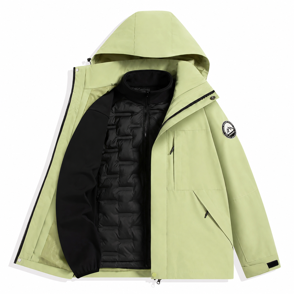 Angular Core AC102006 Green 3-in-1 waterproof jacket with detachable down liner