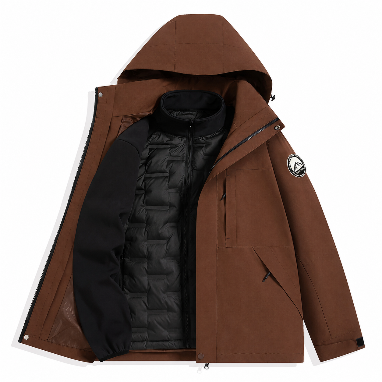 Angular Core AC102006 Mahogany Brown 3-in-1 waterproof jacket with detachable down liner