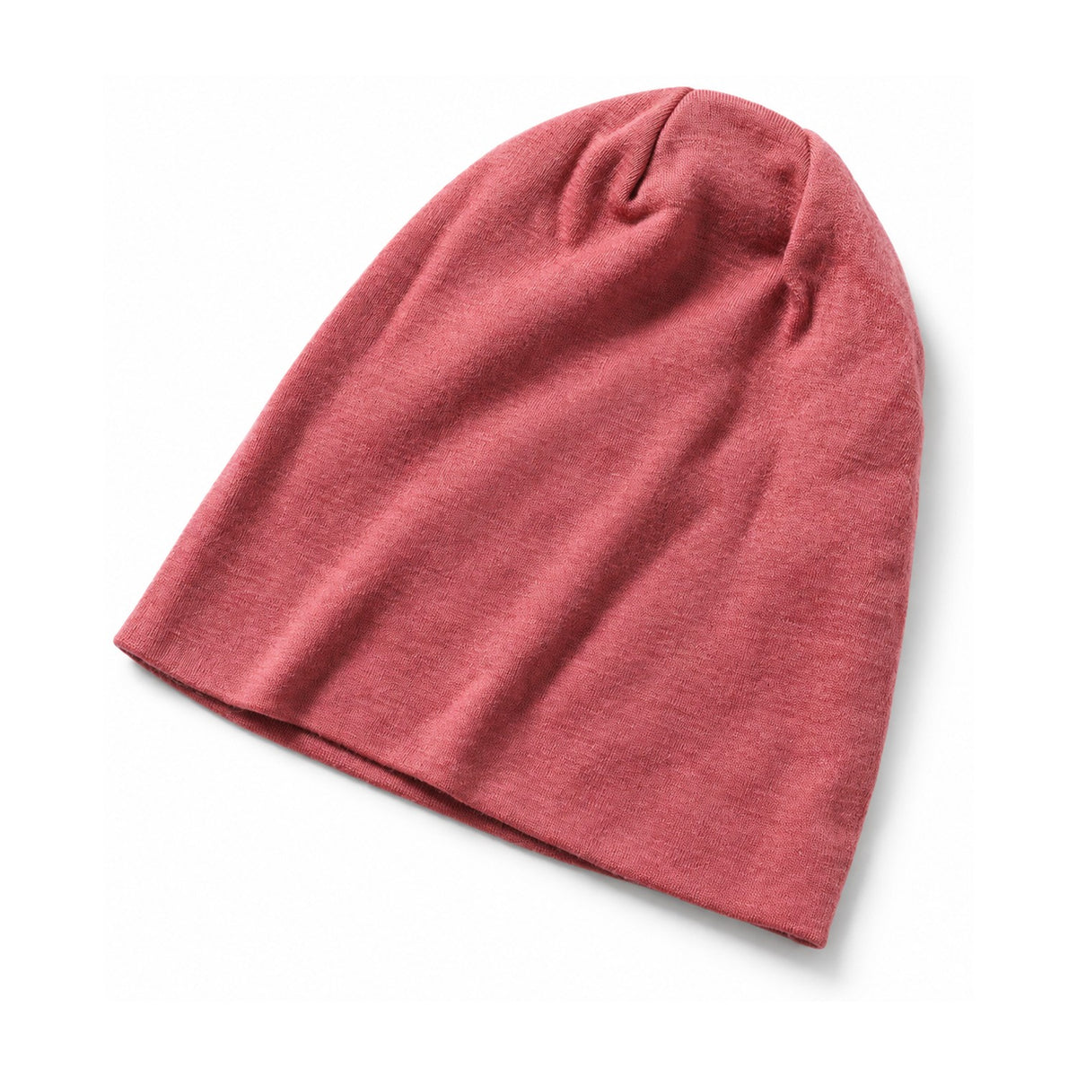 Bellingham Double-Layer Merino Wool Beanie in Coral - white background