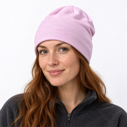 Bellingham Merino Wool Beanie - model pink