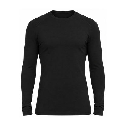 Birtley Men's Merino Wool Base Layer in Black – white background