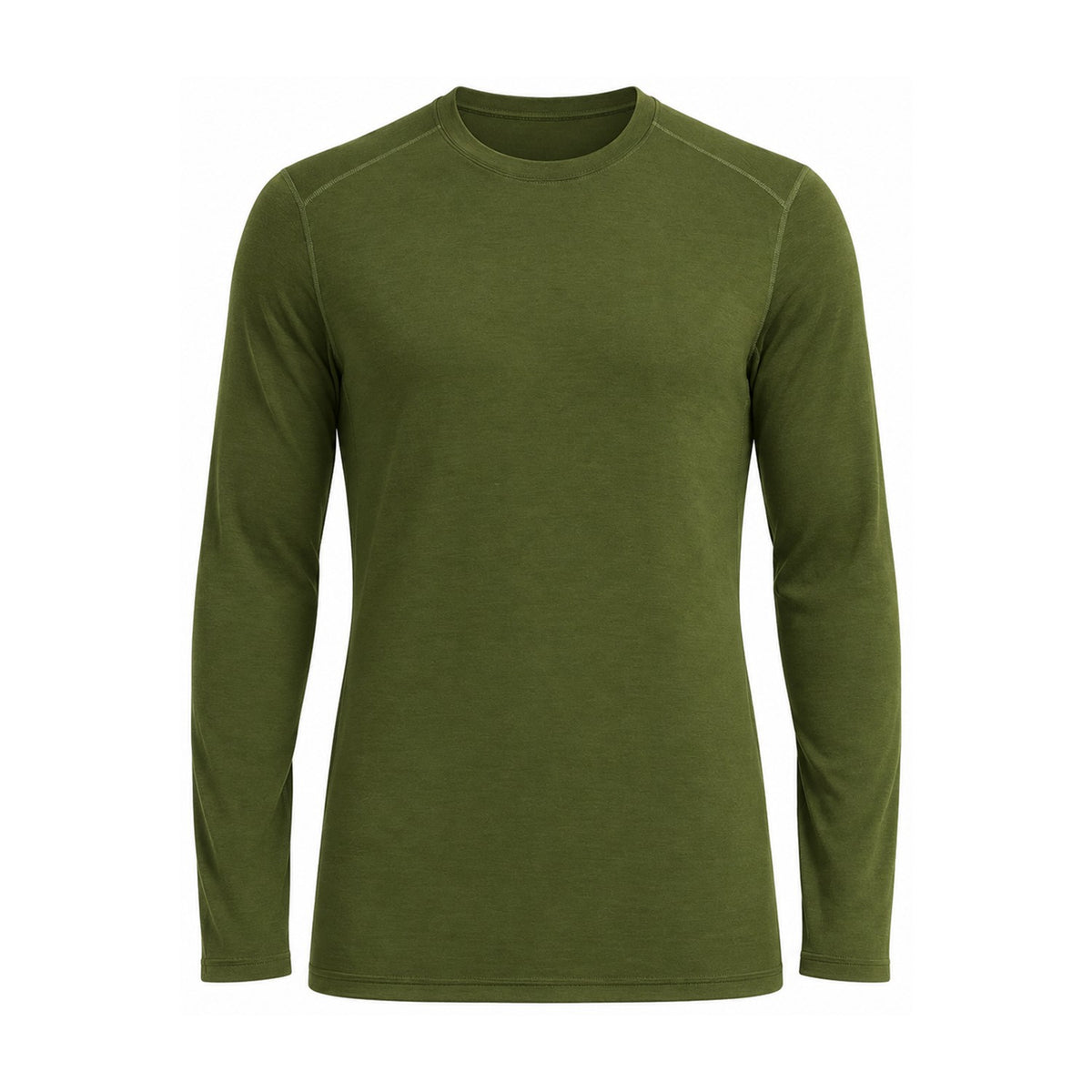 Birtley Men's Merino Wool Base Layer in Olive – white background