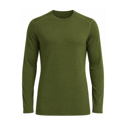 Birtley Men's Merino Wool Base Layer in Olive – white background