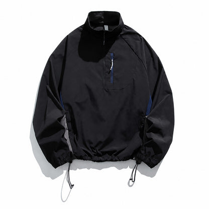 Grizedale men's smock jacket in Black on white